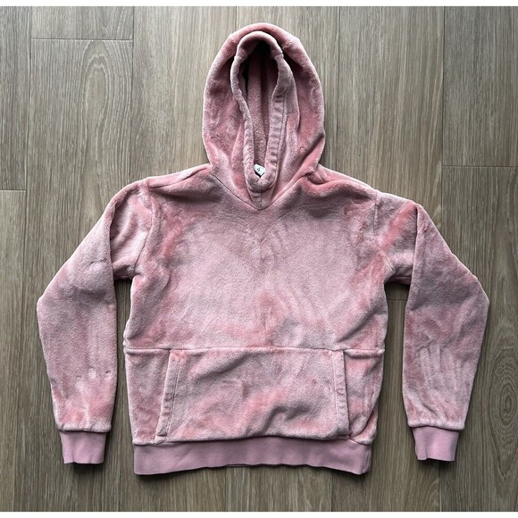 Athleta Girl Kids Size Large 12 Pink Sweatshirt Pullover Hoodie Plush Fleece - Picture 2 of 5